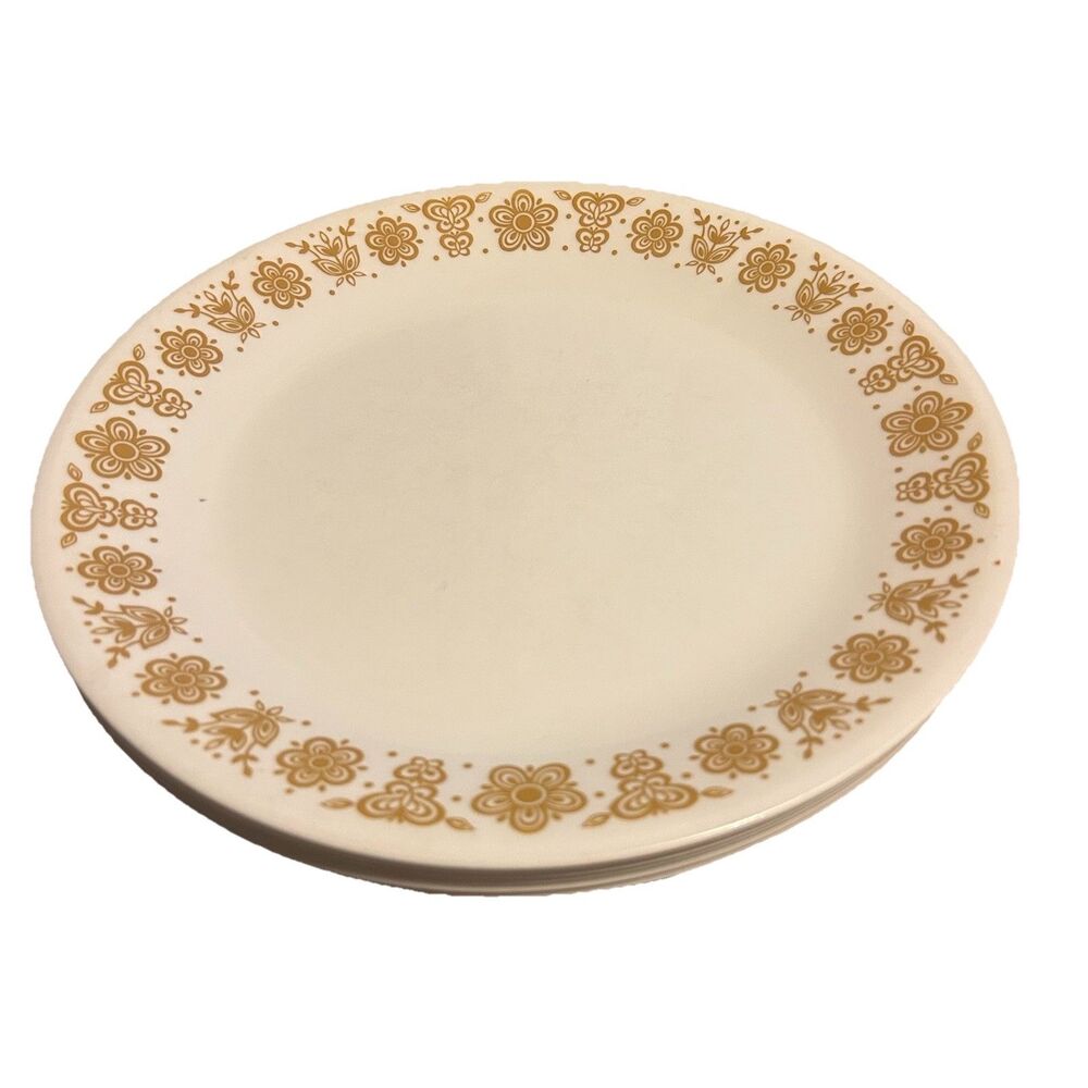 Vintage Corning Corelle Butterfly Gold 10-1/4” Dinner Plates Set of 6